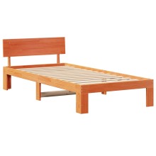 Единично легло PLANK от боров масив, восъчнокафяво