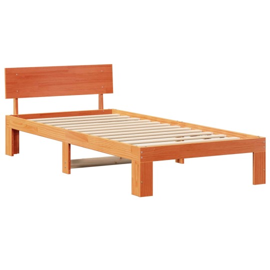 Единично легло PLANK от боров масив, восъчнокафяво