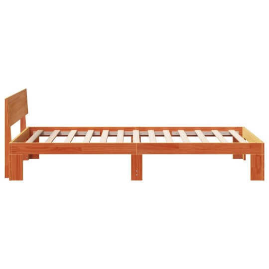 Единично легло PLANK от боров масив, восъчнокафяво