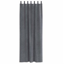Кадифени завеси в цвят сив с текстилни гайки (уши), 2 бр., 140 x 225 см