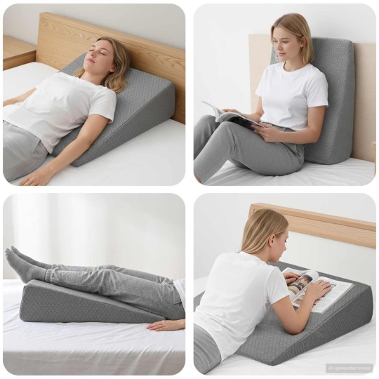 Клиновидна възглавница за легло Bed Wedge Memory, 69 x 64 x 19 см, сива