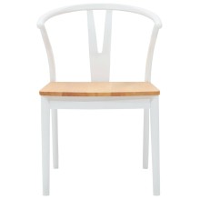 Комплект от 2 трапезни стола тип кресла в стил Mid-Century Modern от масивно каучуково дърво в бяло и натур