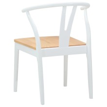 Комплект от 2 трапезни стола тип кресла в стил Mid-Century Modern от масивно каучуково дърво в бяло и натур