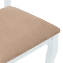 Комплект от 2 трапезни стола в стил Transitional Classic от масивно каучуково дърво в бяло и кафяв текстил