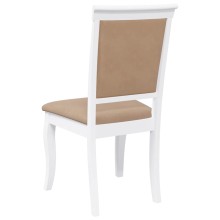 Комплект от 2 трапезни стола в стил Transitional Classic от масивно каучуково дърво в бяло и кафяв текстил
