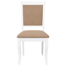 Комплект от 2 трапезни стола в стил Transitional Classic от масивно каучуково дърво в бяло и кафяв текстил