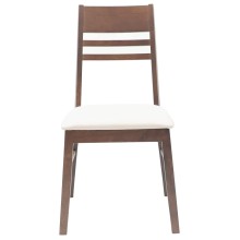 Комплект от 2 трапезни стола в стил Transitional Classic от масивно каучуково дърво в кафяво и кремава тапицерия