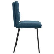 Комплект от 4 трапезни стола в стил Mid-Century Modern от синьо кадифе с декоративни копчета