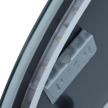 Кръгло LED стенно огледало за баня с декоративно периферно осветление, 80 см