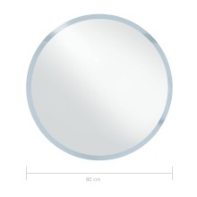 Кръгло LED стенно огледало за баня с декоративно периферно осветление, 80 см