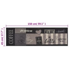 Кухненско килимче Coffee, черно, 45x150 см, кадифе