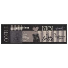 Кухненско килимче Coffee, черно, 45x150 см, кадифе
