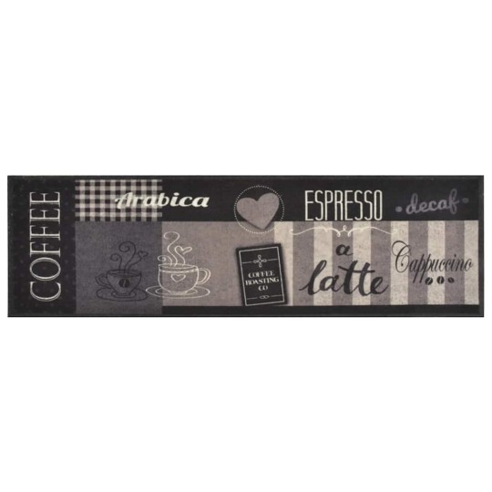 Кухненско килимче Coffee, черно, 45x150 см, кадифе
