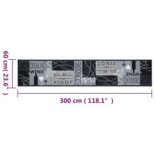 Кухненско килимче Retro Wine, сиво, 60x300 см, кадифе