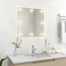 Квадратен комплект стенно огледало без рамка с 8 регулируеми LED крушки 60 x 60 см