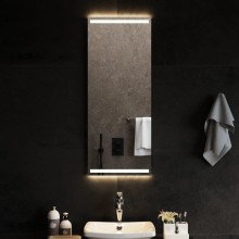 LED стенно огледало за баня с две вертикални светлинни ленти и USB захранване, 40x100 см