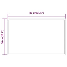 LED стенно огледало за баня с периферна светеща рамка и USB захранване, 80x50 см