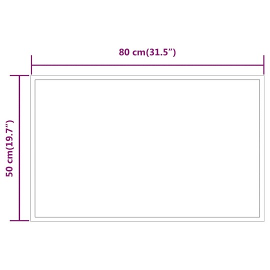 LED стенно огледало за баня с периферна светеща рамка и USB захранване, 80x50 см