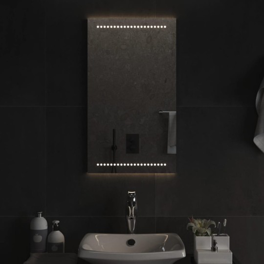 LED стенно огледало за баня с USB захранване и периферно точково осветление, 40x70 см