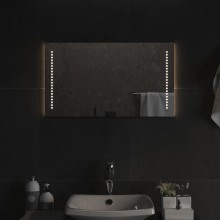 LED стенно огледало за баня с USB захранване и периферно точково осветление, 40x70 см