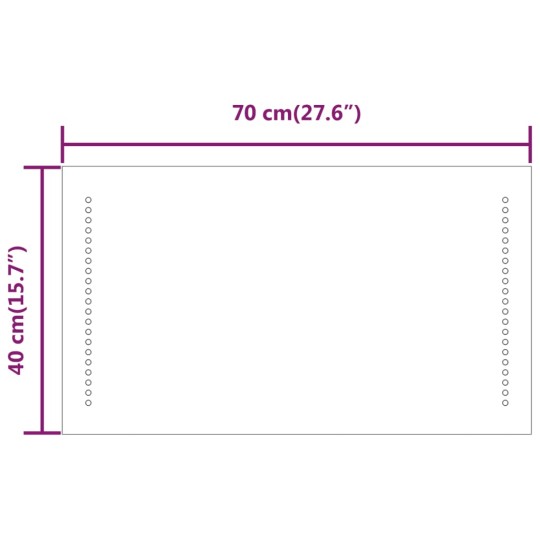 LED стенно огледало за баня с USB захранване и периферно точково осветление, 40x70 см