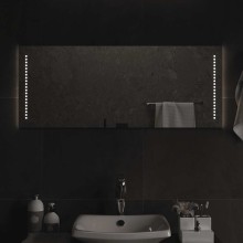 LED стенно огледало за баня с USB захранване и странично точково осветление, 100x40 см