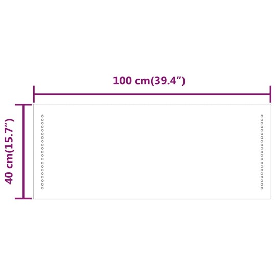 LED стенно огледало за баня с USB захранване и странично точково осветление, 100x40 см