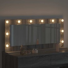 Настолно тоалетно огледало с Холивуд LED осветление сив сонома 100 x 45 см