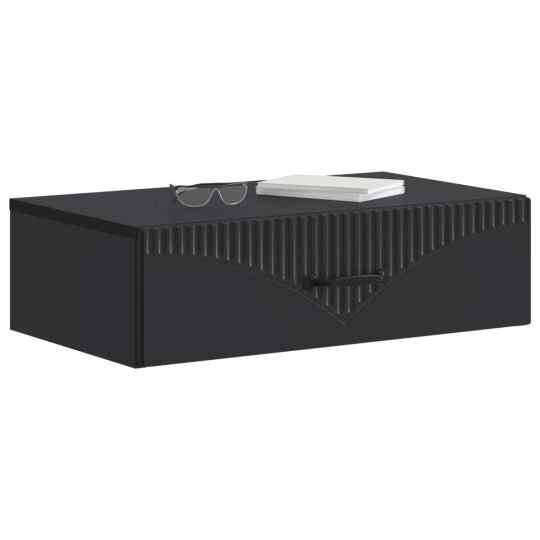 Нощно шкафче ONDA с монтаж на стена и чекмедже, черен, 59 x 34,5 x 17 см