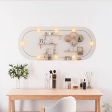 Овално стенно огледало без рамка с 8 регулируеми LED крушки 40 x 90 см