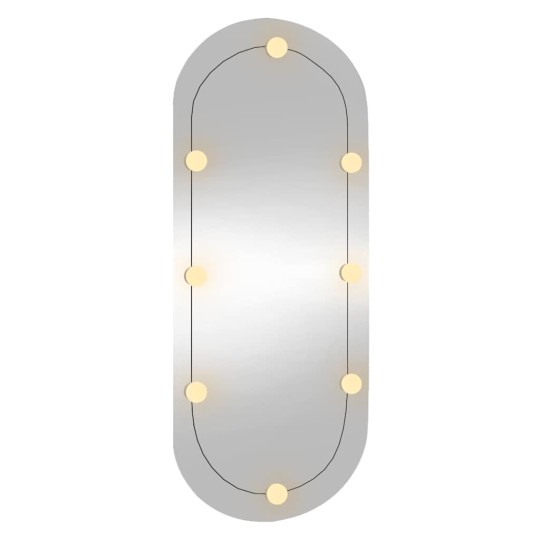 Овално стенно огледало без рамка с 8 регулируеми LED крушки 40 x 90 см
