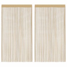Пердета с ресни в цвят бежов за тръбен корниз, 2 бр., 100 x 250 см