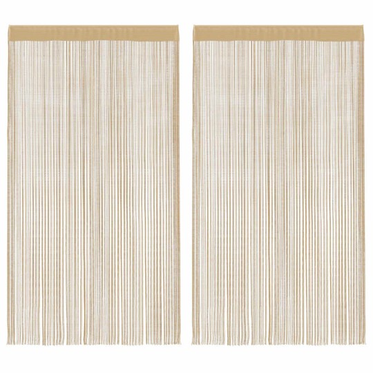 Пердета с ресни в цвят бежов за тръбен корниз, 2 бр., 100 x 250 см
