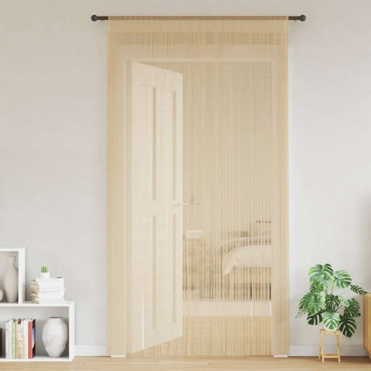 Пердета с ресни в цвят бежов за тръбен корниз, 2 бр., 100 x 250 см