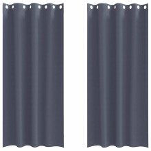 Плътни завеси в цвят антрацит с метални халки, 2 бр., 140 x 260 см