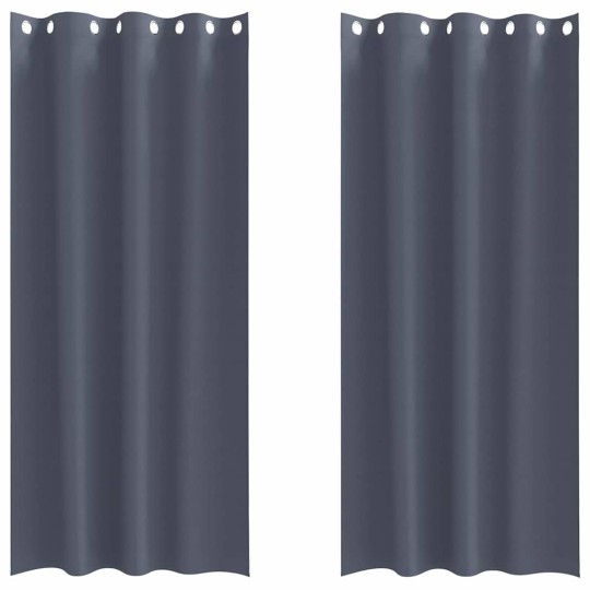 Плътни завеси в цвят антрацит с метални халки, 2 бр., 140 x 260 см