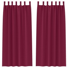 Плътни завеси в цвят бордо с текстилни гайки (уши), 2 бр., 140 x 260 см