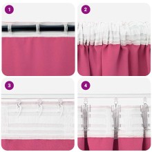 Плътни завеси в цвят фуксия с комбиниран перделък, 2 бр., 140 x 260 см