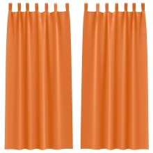 Плътни завеси в цвят оранжев с текстилни гайки (уши), 2 бр., 140 x 225 см