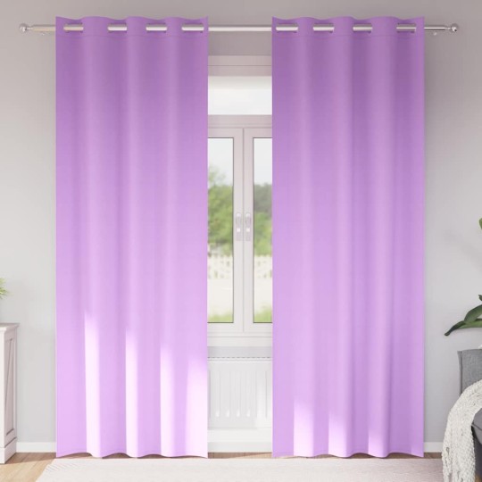 Плътни завеси в цвят орхидея с метални халки, 2 бр., 140 x 245 см