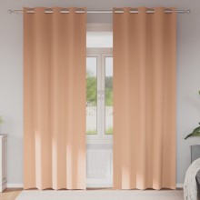 Плътни завеси в цвят пастелен корал с метални халки, 2 бр., 140 x 245 см
