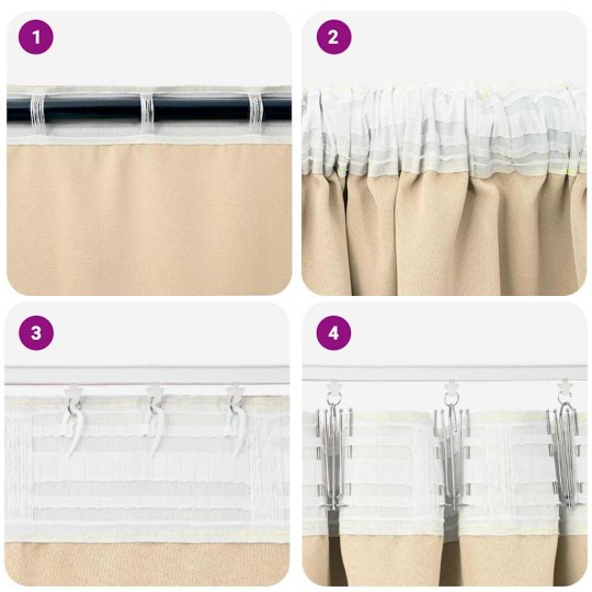 Плътни завеси в цвят пастелна ванилия с комбиниран перделък, 2 бр., 140 x 225 см