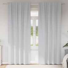 Плътни завеси в цвят светлосив с комбиниран перделък, 2 бр., 140 x 260 см