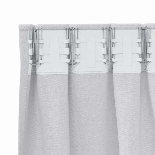 Плътни завеси в цвят светлосив с комбиниран перделък, 2 бр., 140 x 260 см