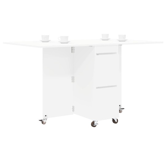 Сгъваема маса в стил Modern Minimalist, ЛПДЧ бял гланц хайглос, 140 x 80 см