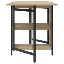 Сгъваема трапезна маса в стил Industrial Modern, ЛПДЧ дъб сонома и черен метал, 144 x 60 см