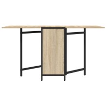 Сгъваема трапезна маса в стил Industrial Modern, ЛПДЧ дъб сонома и черен метал, 144 x 60 см