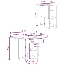 Сгъваема трапезна маса в стил Modern Minimalist, ЛПДЧ бял мат, 115 x 70 см