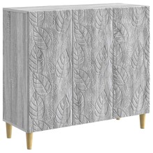 Шкаф FLORA с 3 врати и флорални фронтове, сив дъб сонома, 89 x 34,5 x 80 см
