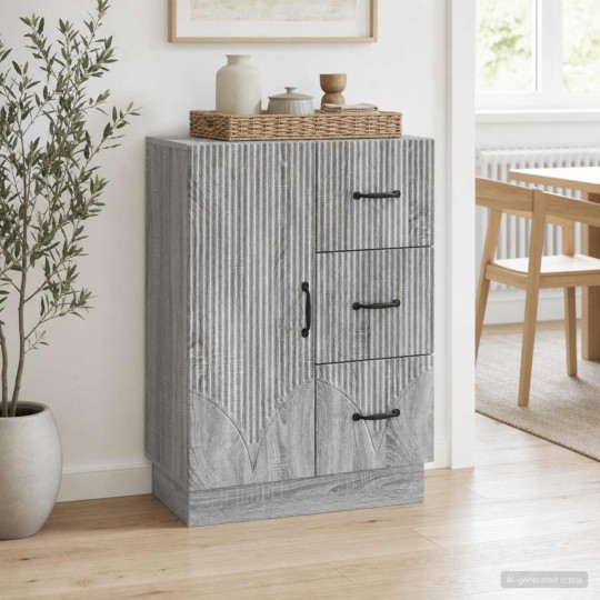 Шкаф ONDA с врата и 3 чекмеджета, сив дъб сонома, 66 x 34,5 x 87 см